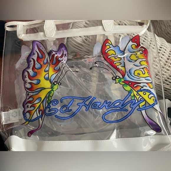 New- Ed Hardy butterfly clear tote bag -Handbag ❤️MSRP$159 - Picture 12 of 13